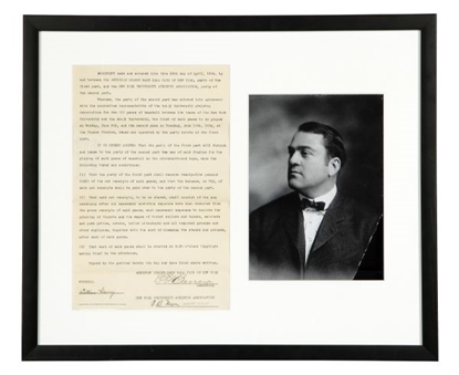 Ed Barrow Signed 1924 New York Yankees Document In Framed Display